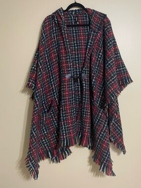 Torrid Hooded‎ Ruana Plaid Poncho One Size